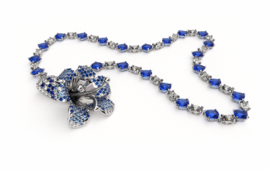 Kolekce FLORA PARADISE - náhrdelník CABRHA diamonds LILY - BLUE LILY
