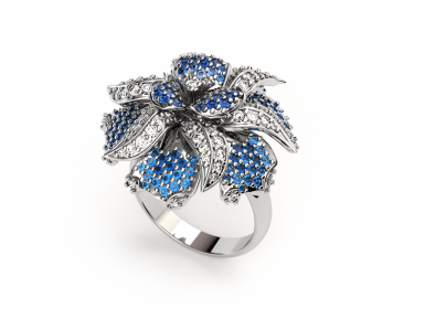 Kolekce FLORA PARADISE - prsten CABRHA diamonds BLUE LILY
