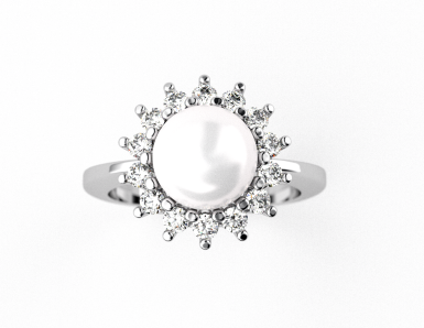 Kolekce SUNNY PEARLS - prsten CABRHA diamonds SNOW WHITE